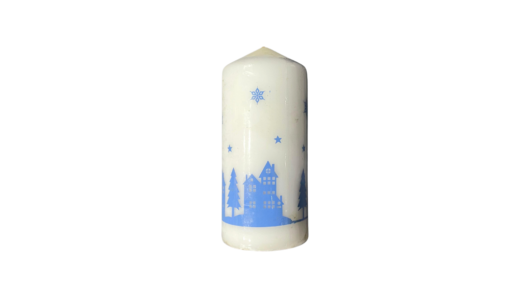 Christmas Candle with Christmas Village - White